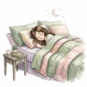 Peaceful bedroom scene at twilight