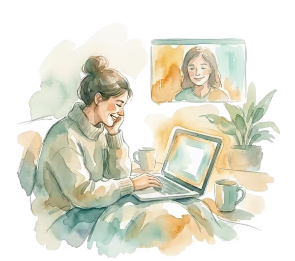 Person having a video therapy session on their phone